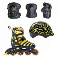 Набор: коньки роликовые, защита, шлем TECH TEAM Maya Set, размер 27-30/XS жёлтый