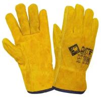 Перчатки защитные спилковые Диггер, утепленные, цельный спилок, желтые, размер 10.5, 1 пара