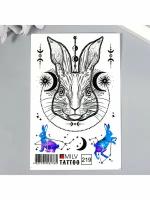 Татуировка на тело Временные переводные тату Кролики и зайчата 10х15 см