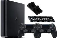 Sony PlayStation 4 Slim (1TB) (CUH-2208B) + 2-й геймпад + зарядная станция + стенд