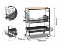 Кухонная тележка для хранения с 3 полками