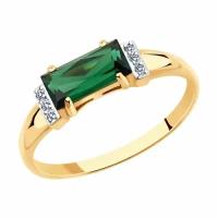 Золотое кольцо Diamant online с ситаллом цвета Турмалин и фианитом 180758, Золото 585°, 18,5