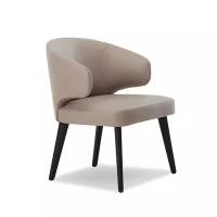 Стул для кафе и ресторана в стиле Minotti Aston Dining Chair (кожа хаки, черные ножки)