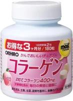 Японский Коллаген со вкусом персика, Orihiro 180 жевательных таблеток (на 90 дней)