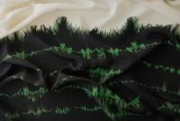 Ткань крепдешин с рисунком тай-дай черный зеленый белый (купон)