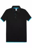 Футболка поло мужская / Blank King / Mens Hit Color Golf Polo Shirt / чёрный с голубым / (S)