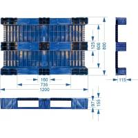 Паллет пластиковый 1200х800х150мм сплош (TR 1208-1)