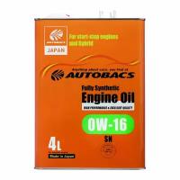 Масло моторное Autobacs Engine Oil 0w16 синтетическое, SN, для бензинового двигателя, 4л, арт. A01555208