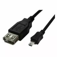 Кабель OTG Buro USB A(f) (прямой) - mini USB B (m) (прямой), 0.2м, черный [otg_mini]