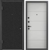 Дверь входная для квартиры Torex Flat-M 950х2050, левый, тепло-шумоизоляция, антикорозийная защита, замки 4-ого и 2-ого класса защиты, черный/белый