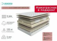 Ортопедический матрас, Анатомический матрас ASKONA Comfort Medium/Комфорт Медиум, С зональным пружинным блоком, 120х200 см