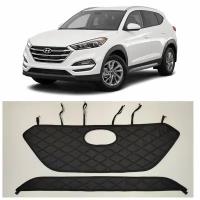 Утеплитель решетки радиатора для Hyundai Tucson 2015-2018 особо прочный Premium черный ромб