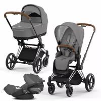 Коляска 3 в 1 Cybex PRIAM IV Soho Grey шасси Chrome/Brown