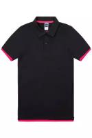 Футболка поло мужская / Blank King / Mens Hit Color Golf Polo Shirt / чёрный с розовым / (S)