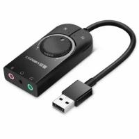 Внешняя стерео звуковая карта UGREEN CM129 (40964) USB External Stereo Sound Adapter. Длина: 15 см. Цвет: черный