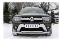 Защита переднего бампера d63 (секции) d42 (дуга)+декор паз Duster Renault 2015-2020