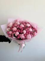Букет Пионы розовые, пионовидные кустовые розовые розы, красивый букет цветов, пионов, шикарный, цветы премиум, роза