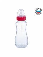 Бутылочка детская для кормления приталенная с ручками и выпуклой шкалой 250 мл цвет красный