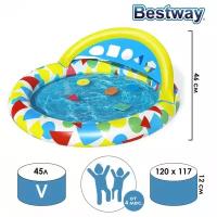 Детские бассейны Bestway Бассейн надувной детский Splash & Learn, 120 x 117 x 46 см, с навесом 52378 Bestway