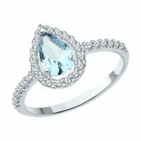 Серебряное кольцо Diamant online с ситаллом цвета Топаз и фианитом 289201, Серебро 925°, 17,5