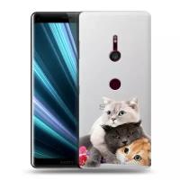 Полупрозрачный дизайнерский силиконовый чехол для Сони Иксперия XZ3 / Sony Xperia XZ3 Кошки