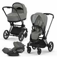 Коляска 3 в 1 Cybex PRIAM IV Soho Grey шасси Matt Black