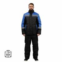 Куртка рабочая зимняя мужская з38-КУ с СОП черная/голубая (размер 44-46, рост 170-176)