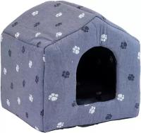 Домик для собак и кошек Дарэленд Будка с подушкой серый хлопок 43 х 43 х 43 см (1 шт)