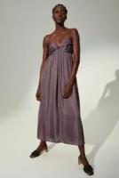 Длинное атласное платье - фиолетовый - XL