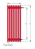 Радиатор трубчатый вертикальный ТЗР модель V, 6 секции, 200 см, красный муар