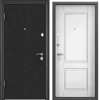 Дверь входная для квартиры Torex Flat-L 950х2050, левый, тепло-шумоизоляция, антикоррозийная защита, замки 4-го и 2-го класса защиты, черный/белый