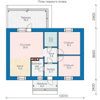 58-89K1L-Catalog-Plans - Проект одноэтажного кирпичного дома с террасой