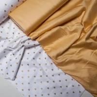 Ранфорс с глиттером oops_tkani для постельного белья, одежды, детского текстиля, отрез 200*240см, 100% хлопок, рисунок: cердечки золото на белом