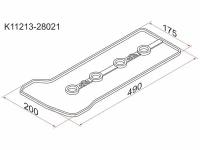 K11213-28021 Прокладка клапанной крышки TY 1AZ-FE, 2AZ-FE AZT250, ACV3#/4#, ACA2#/3#, ACM2#, ACU1#/2#/3#