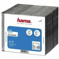 Коробка футляр Hama на 1CD/DVD H-51167 Slim Box черный, прозрачный, упаковка 25 штук