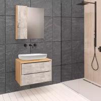 Мебель для ванной / Runo / Мальта 70 / дуб серый / тумба с раковиной Infinity 60 / шкаф для ванной / зеркало для ванной