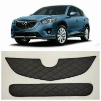 Утеплитель решетки радиатора для Mazda CX-5 2011-2015 с парктрониками особо прочный Premium (чёрный ромб)