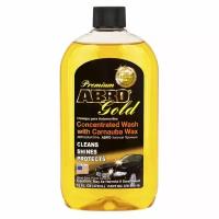 Автошампунь ABRO Premuim Gold Concentrated Wash With Carnauba Wax, для ручной мойки, с воском карнауба, бутылка 473мл, арт. CW-990-16