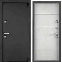 Дверь входная для дома Torex Village advanced 950х2050 правый, тепло-шумоизоляция антикоррозийная защита замки 4-го и 3-го класса защиты, черный/серый