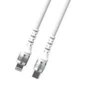 Кабель Type-C - 8 pin Earldom EC-155I, 1.0м, круглый, силикон, PD20W, цвет: белый