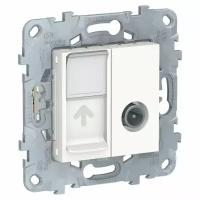 Механизм розетки компьютерной + TV 2мод. Unica New RJ45 кат.6 + TV UTP бел. SchE NU547018