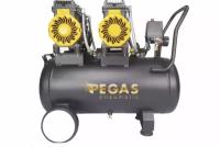 Бесшумный безмасляный компрессор Pegas pneumatic PG-2800*2 проф серия 2.8кВт, 365 л/мин,50л 6621