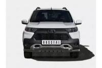 LADA NIVA TRAVEL 2021- Защита переднего бампера d63 секции-d63 уголки+клыки black LNTZ-003560CH Niva Travel Lada 2021-наст.вр