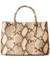 Сумка Ralph Lauren бежево-коричневая с тиснением под змею Snakeskin Print Leather Medium Marcy Satchel