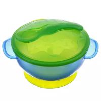 Детские наборы посуды Крошка Я Набор для кормления: миска на присоске с крышкой, ложка, цвет голубой