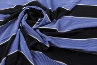 Ткань шелковый крепдешин в черно-синюю полоску