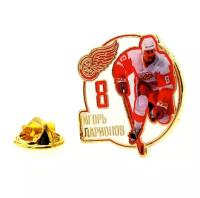 Значок NHL Detroit Red Wings игорь ларионов №8