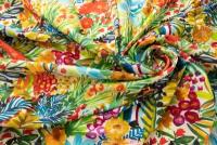 Ткань разноцветный крепдешин с цветочным принтом