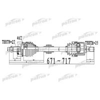 Полуось передний мост слева 27X671X60X25 ABS:46T KIA CERATO [TD] 08 - Patron PDS0511