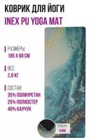 Дизайнерский коврик для йоги INEX Yoga PU Mat полиуретан с принтом, море с позолотой, 185х68х0,4 см